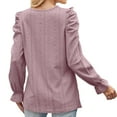 thumbnail image 3 of Ankola Womens Eyelet Embroidery Tops 2024 Puff Long Sleeve Crew Neck Blouses Casual Solid Pullover Loose Basic Tee Shirt, 3 of 4