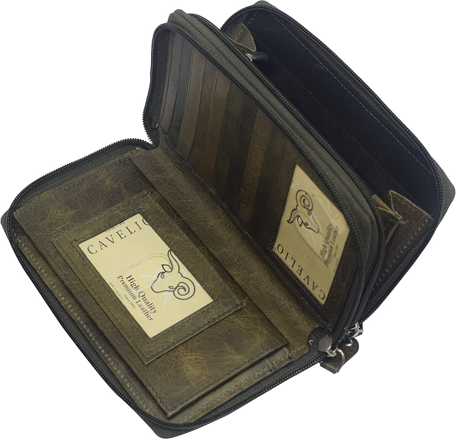 Tusk Women's Donington Gold Double Zip Checkbook Clutch Wallet - Multi Compartment Organizer