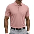 thumbnail image 2 of Hearthz S-5XL Mens Golf Polo Waffle Textured Short Sleeve Shirt for Men Big and Tall Solid Color Mens Golf Polo Shirts with Chest Pocket Pink S, 2 of 7
