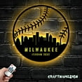 thumbnail image 3 of Craftnamesign Custom American Skyline Baseball Metal Wall Art, Custom Softball Player Name Sign, 3 of 5