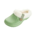 thumbnail image 2 of Willtoo Womens Fur Lined Clogs Memory Foam Warm Fuzzy Slippers Winter Waterproof Indoor Outdoor Slipper Green 7, 2 of 4