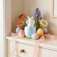 thumbnail image 4 of SCNOR Blue Ceramic Easter Bunny Figurine Hand-Painted Easter Decor, Spring Table Centerpiece Ornament Gift for Home Mantel Shelf Decorations, 4 of 6