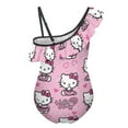 thumbnail image 6 of Hello Kitty Girls One Piece Swimsuits Hawaiian Ruffle Swimwear Beach Bathing Suit Outfits, 6 of 7