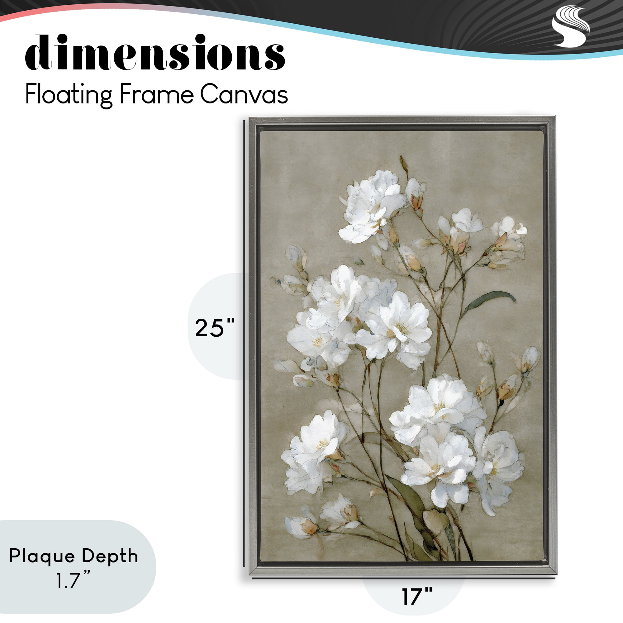 Stupell Industries Aged White Botanical Study Gray Framed Floater Canvas Wall Art, design by Petal Prints Design