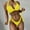 B_Yellow, variant on MGDXOX Womens Bikini Sets Two Piece Bathing Suits Halter Push Up Padded Bikini Swimsuits Side Tie Thong Bottom Swimwear Pink S