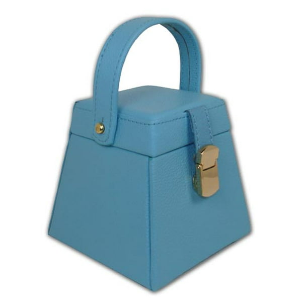 MusicBoxAttic Stylish Baby Blue Jewelry Box with Collapsible Front