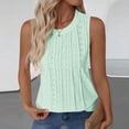 thumbnail image 2 of Wang6 Womens Plus Size Tank Tops Causal Sleeveless Pleated T Shirts Summer Solid Loose Fit Hollow Tops Light Green XXL, 2 of 5