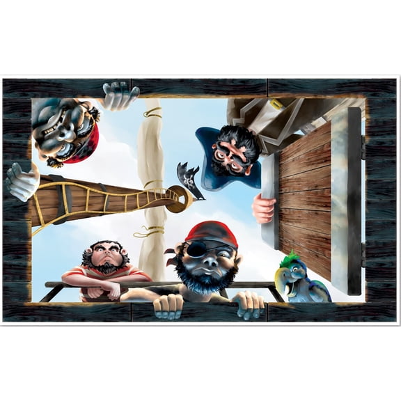 Party Central Pack of 6 Brown and Black Trapped Brig Pirate Photo Wall Decors 38" x 62"