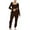 Coffee, variant on qolati Women's Two Piece Outfits Long Sleeve U-Neck Crop Tops with Jogger Sweatpants Lounge Sets Y2k Oversized High Waist Lounge Wear Sweatsuit