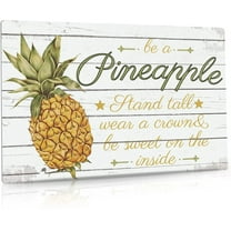 Pineapple Sign, Summer Fruit Wall Art Decorations for Kitchen, Cafe Bar, Farmhouse, Front Porch, Fruit Market, 12x8 Inches Vintage Aluminum Metal Sign