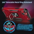 thumbnail image 2 of Designed for iPhone 14 Case, Military Grade Protective Phone Case Cover with Enhanced Metal Ring Kickstand [Support Magnet Mount] Compatible with iPhone 14 6.1, Red, 2 of 5