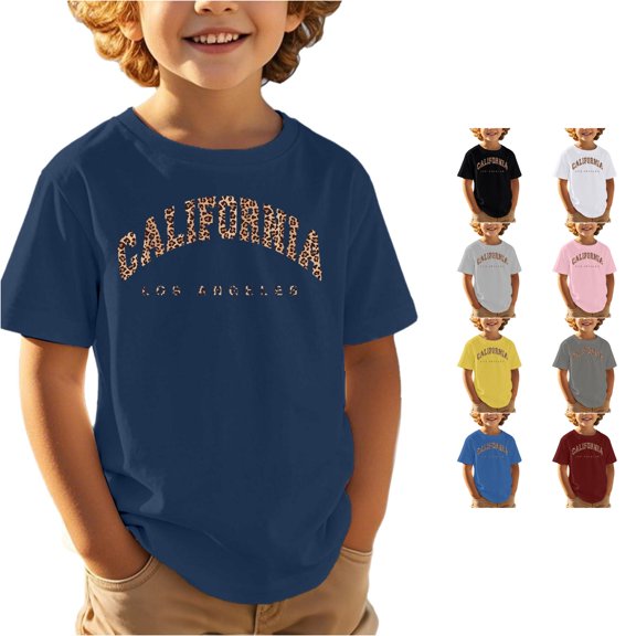 Boys and Girls Printed Top Children Casual Sports Comfortable Loose Cute Short Sleeved T Shirt Boy Clothes Size 8 8-9 Years