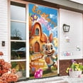 thumbnail image 6 of YaoZQ Happy Easter Door Sign, Cartoon Bunny at Carrot House with Welcome Text, Spring Holiday Front Porch Entrance Decoration, Orange, 35 x 71 in, 6 of 7