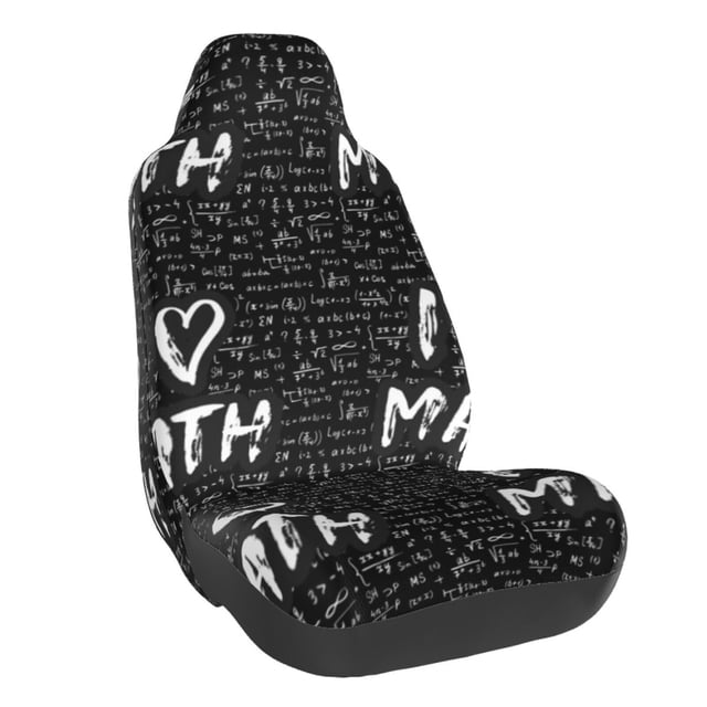 Wukai I love Math Full Set Car Seat Covers with Soft Padding Universal Auto Front Seats Protector and Cushion Mat