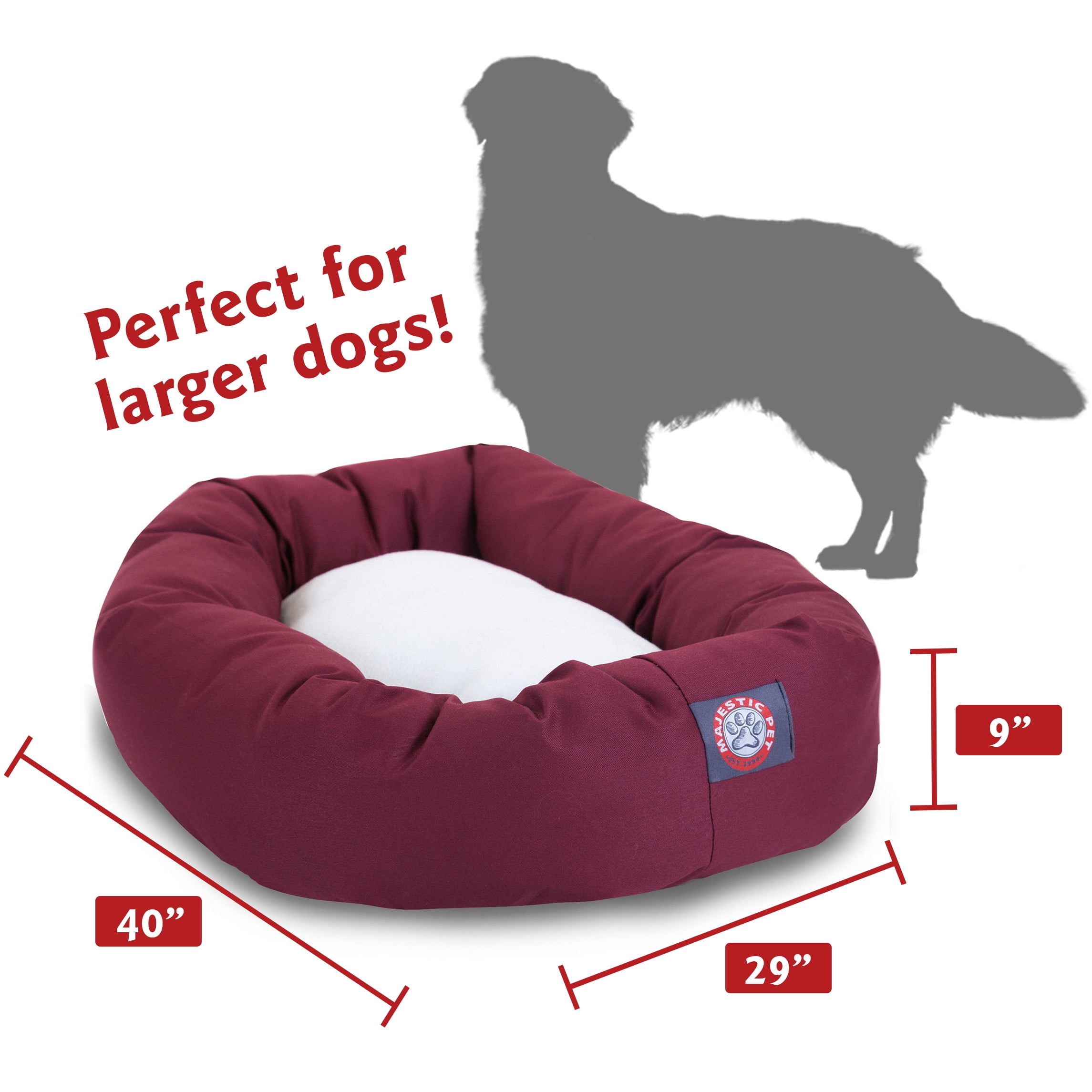 Majestic Pet | Poly/Cotton Sherpa Bagel Pet Bed For Dogs, Burgundy