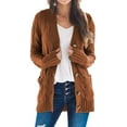 thumbnail image 1 of Women's Cable Knit Long Sleeve Sweater Button Open Front Cardigan Loose Outerwear with Pocket, 1 of 7