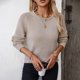 thumbnail image 5 of Suéter de cuello redondo para mujer, suéter de punto suelto de color liso a la moda, suéter de cuello redondo para mujer, top de mujer, 5 of 6