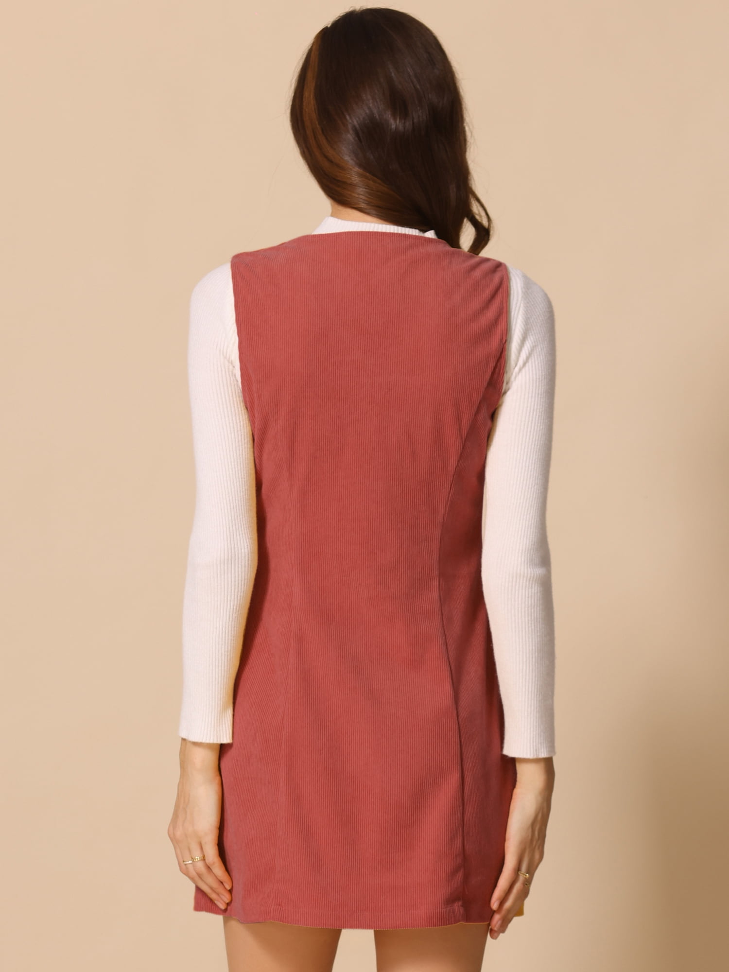 DARING DIVA Women's Stylish Corduroy Overall Scoop Neck Sleeveless Dress XL Dark Orange