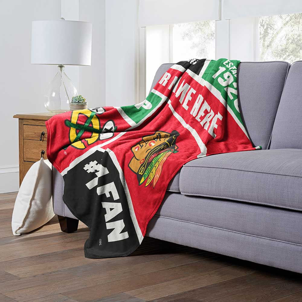 Chicago Blackhawks NHL Colorblock Personalized Silk Touch Throw Blanket, 50" X 60"