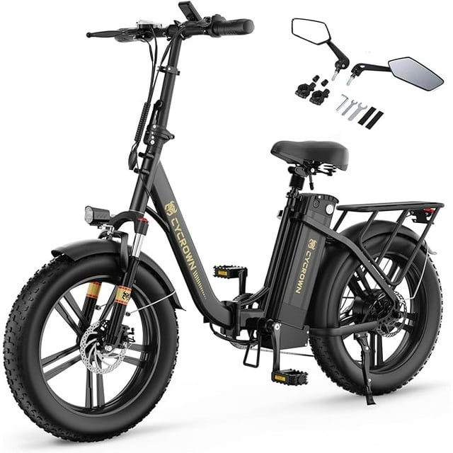 CYCROWN CycFree-MAX Vélo Électrique pour Adultes 120 km, Vélo Électrique à Pneus Surdimensionnés 20 Pouces*4.0 Crête 1000 W 32 Km/h, Batterie Amovible 48 V/20 Ah, Vélo Électrique Pliant avec Shimano 35 Vitesses, Suspension Complète pour les Déplacements