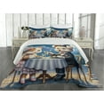 thumbnail image 3 of Ambesonne Cat Quilted Coverlet 3 Pcs, Gentleman Puppy Kitty Lady Date, King Size, Night Blue Rose Apricot, 3 of 5