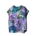 thumbnail image 2 of Blue Tshirts for Women Cute Tops for Women Collar Non Sleeve Linen Shirts Plus Size Floral Blouses Casual Summer Clothes Summer Tops, 2 of 4