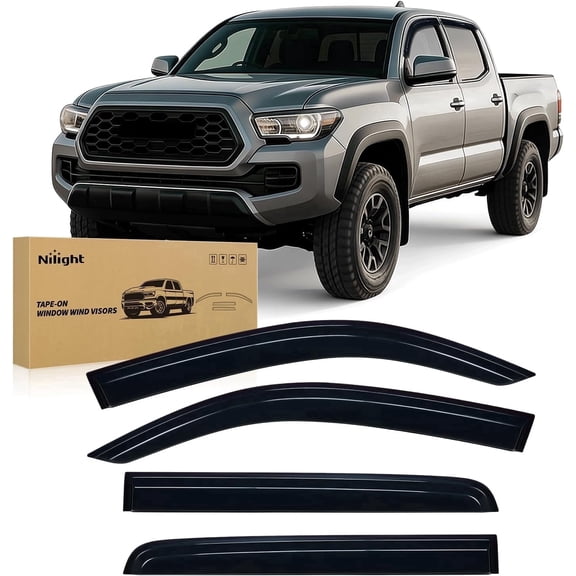 Nilight Window Rain Guards for Toyota Tacoma Double Cab 2016 2017 2018 2019 2020 2021 2022 2023, Out-Channel Window Visors Vent Wind Deflectors-4PCS