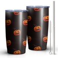 thumbnail image 2 of 20oz Tumblers Black Halloween Pumpkins Stainless Steel Vacuum Insulated Double Wall Travel Tumbler Cups Mug with Lid and Straw,Cleaning Brush for Cold & Hot Drinks, 2 of 7