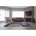 thumbnail image 3 of Spirals Abstract Pattern Area Rug Carpet in Black Grey Blue, 3x10 (2'7" x 9'10", 80cm x 300cm), 3 of 5