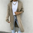 thumbnail image 3 of Tawop Women's Cardigans Long Cardigans for Women Autumn Solid Colour Cardigan Long Sleeve Knitted Mid-Length Sweater Khaki Xxl, 3 of 6