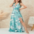 thumbnail image 4 of Débardeur à Fleurs pour Femmes V-Cou Dos Nu Fluide Longue Robe en Mousseline, 4 of 9