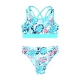 thumbnail image 3 of Zaldita Girls' 2 Piece Floral Print Bikini Set Summer Beach Swimsuit Kid Sport Swimwear Crop Top with Leaf 8, 3 of 5