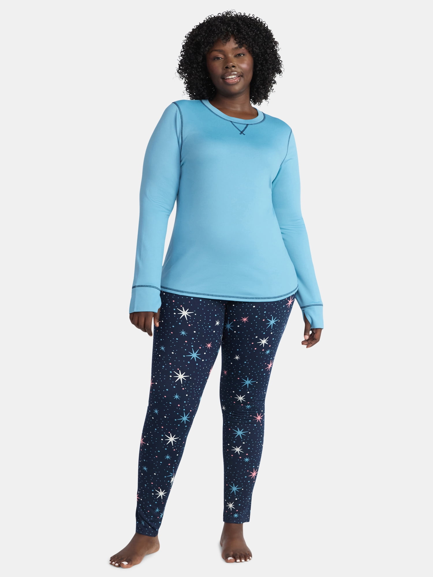 ClimateRight by Cuddl Duds Women's Brushed Comfort Top and Leggings Thermal Base Layer 2-Piece Set, Sizes XS-XXL