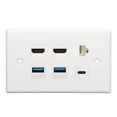 thumbnail image 4 of Placa de pared de 6 puertos, 2 interfaces multimedia HD, 2 USB 3.0, 1 tipo C, 1 placa de pared Ethernet Cat6 para TV, proyector y computadora, 4 of 12
