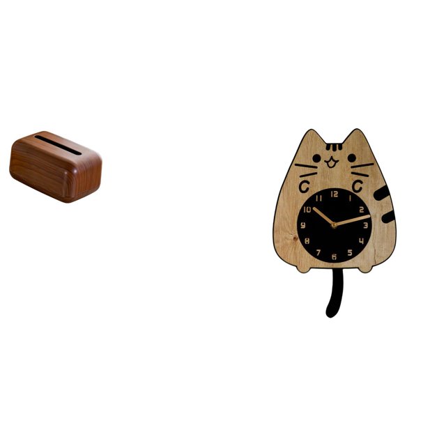 porta pañuelos,Funda para caja de pañuelos de PP para sala de estar y cocina,Reloj de pared,Reloj de pared decorativo con diseño de gato para sala de estar,silencioso,Reloj de pared de