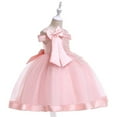 thumbnail image 4 of Huowey Little Girls' Off Shoulder Bow Evening Gown Princess Pageant Dress For Birthday Parties & Stage Performances, 4 of 6