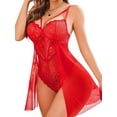 thumbnail image 3 of DYMADE Womens Lingerie Entice Spliced Mesh Sexy Sheer Backless Babydoll Bodysuit Nightdress for Valentine's Day,Honeymoon,Special Night, 3 of 4