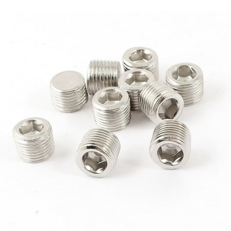 Unique Bargains 10 x Air Pneumatic Pipe 1 8PT Male Thread Hex Head Socket Plug Fuel Fitting
