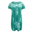 thumbnail image 4 of QIPOPIQ Robe Maxi pour Femme Plage Élégante à Manches Courtes Tendance Décontractée Robes Aguichant d'Été Robe à Volants Imprimé Floral Chandail à Enfiler Robe à Col Rond Offres 2023, 4 of 5