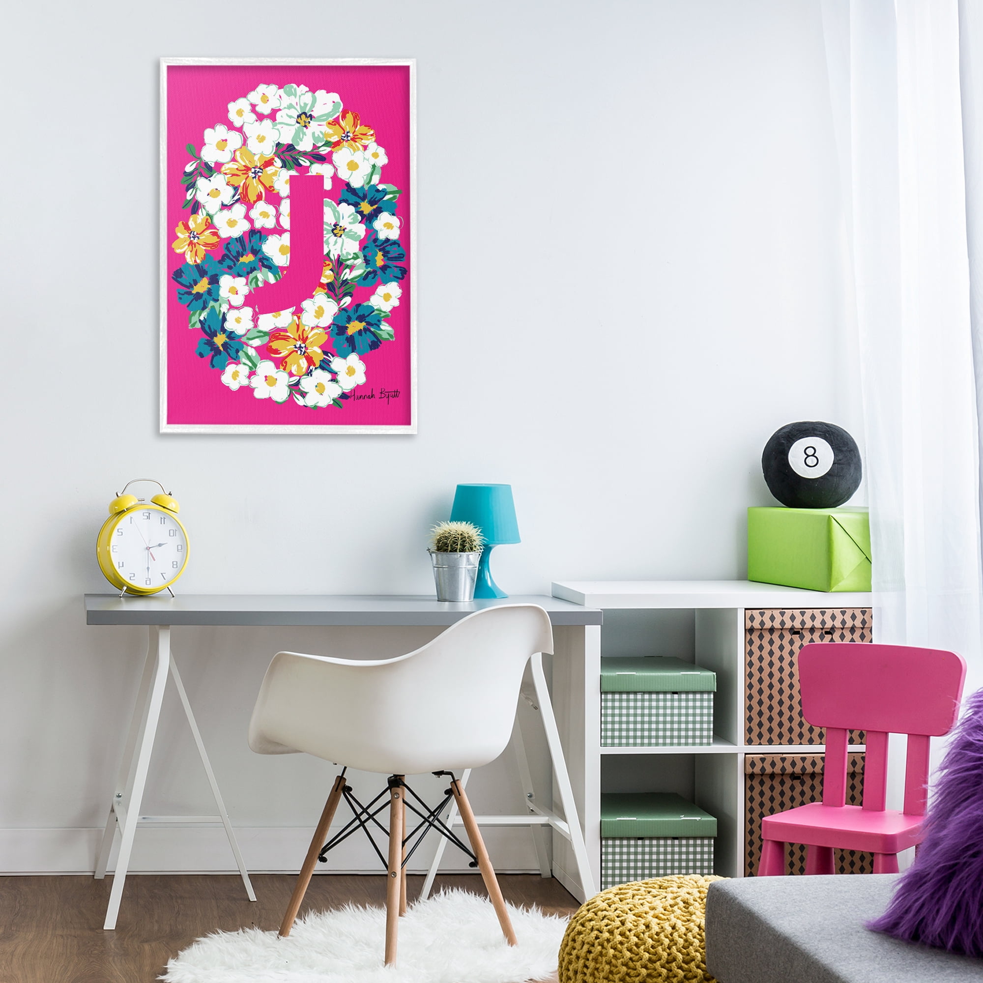 Stupell Industries Floral Bloom Letter J Botanical & Floral Painting White Framed Art Print Wall Art, 20 x 30