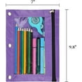 thumbnail image 3 of Pencil Pouch for 3 Ring Binder, Binder Pencil Case with Smooth Zipper, Clear Window Pencil Case for Binder, Big Capacity 3 Ring Binder Pencil Bag with 3 Reinforced Grommets, Purple, 1-Pack, 3 of 7