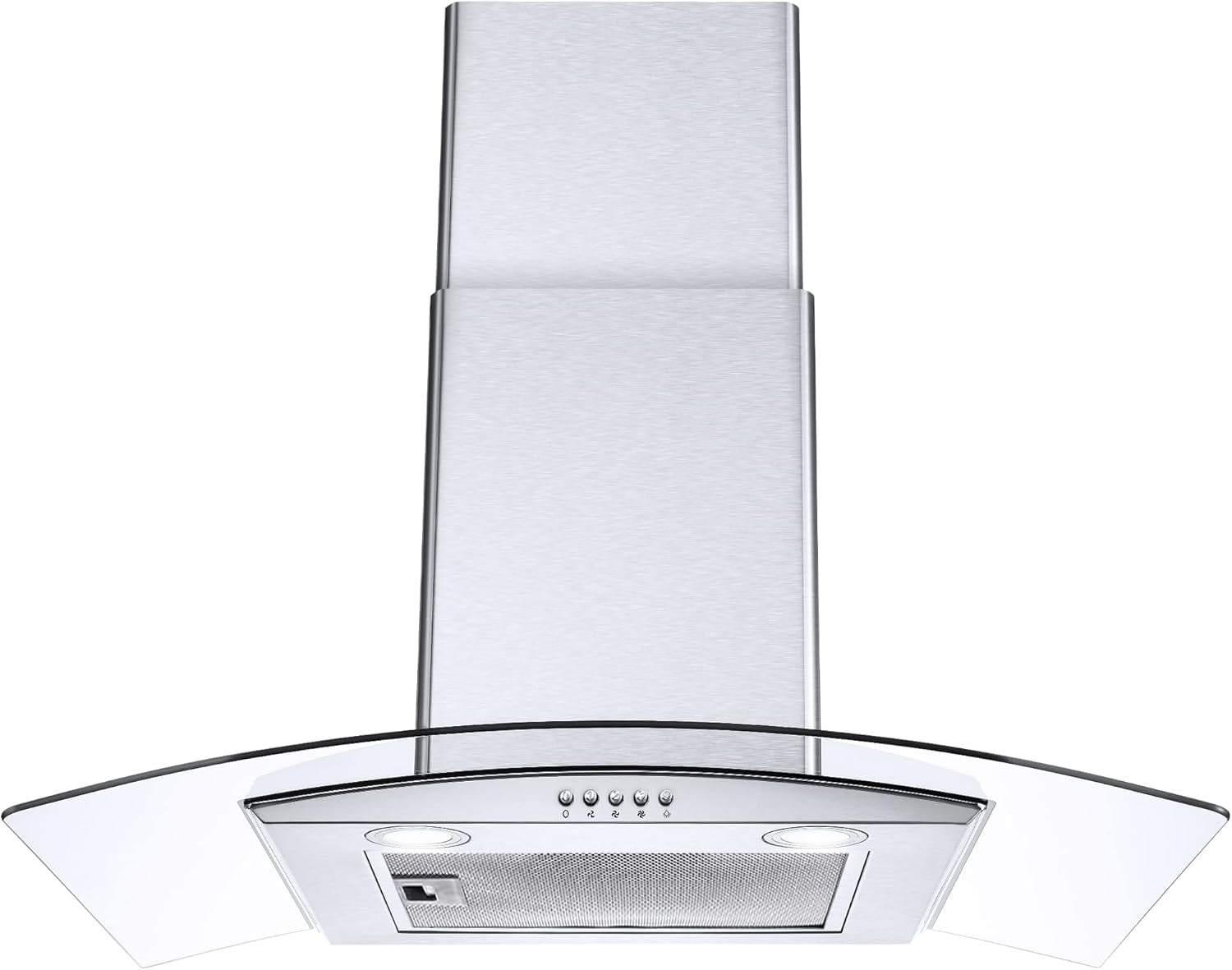Range Hood 30 Inch, Tieasy Wall Mount Kitchen Hood with Ducted / Ductless Convertible Duct, Stainless Steel Chimney and Aluminum Filters, LED Lights, 3 Speed Fan, Push Button