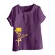 thumbnail image 4 of Fiudx Ofertas Relámpago Top de Manga Corta con Cuello Redondo y Botones Regulares con Estampado Sexy de Verano para Mujer, 4 of 5