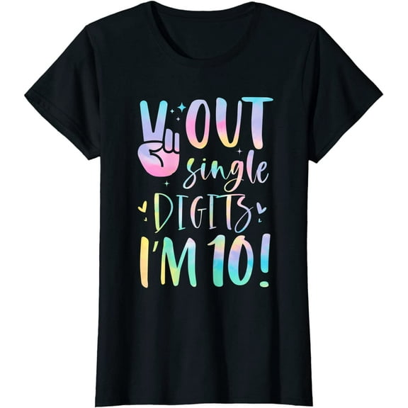 Fun Peace Out Single Digits I'm 10 Year Old 10th Birthday Girl Short Seelve T-Shirt