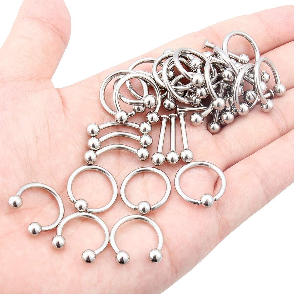 SCERRING PA Ring Captive Bead Rings Spring Action CBR Monster Screwball Rings 316L Surgical Steel Pierced Body Jewelry 2G 4G 6G 8G