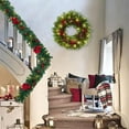 thumbnail image 5 of BENESKY 6 ft Christmas Garland with Lights, Red Lighted Christmas Garland with flowers Pine Cones Ball Ornaments for Indooor Outdoor Mantle Stairs Railing Decorations, 5 of 6