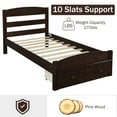 thumbnail image 5 of Twin Bed Frame with Storage Drawer, UHOMEPRO Solid Pine Wood Bed Frame with Headboard and Footboard, Modern Bed Furniture for Bedroom, Holds 275 lb, No Box Spring Needed, Espresso, 5 of 15