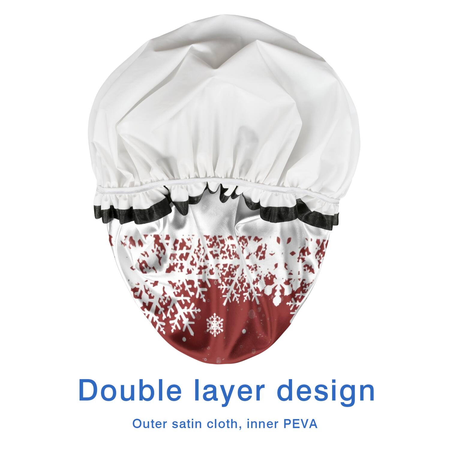 Shower Caps,Red Christmas Snowflake Pattern Waterproof Shower Cap for Women 4 Pieces,Double Reusable Hair Cover for Shower PEVA Elastic Stretch Hem