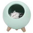 thumbnail image 2 of BIMZUC Cute Cat Night Light Little Pet House LED Atmosphere Lamp, Dimmable Portable Bedroom Lighting with Wooden Base, 1200mAh USB Rechargeable (5.6 inches / 14.3 cm, Green), 2 of 5