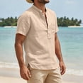 thumbnail image 4 of Guluxicc Men's Cotton V-Neck Shirts with Pocket Button Short Sleeve Shirts for Everyday Wear Summer Casual Outfits, 4 of 6